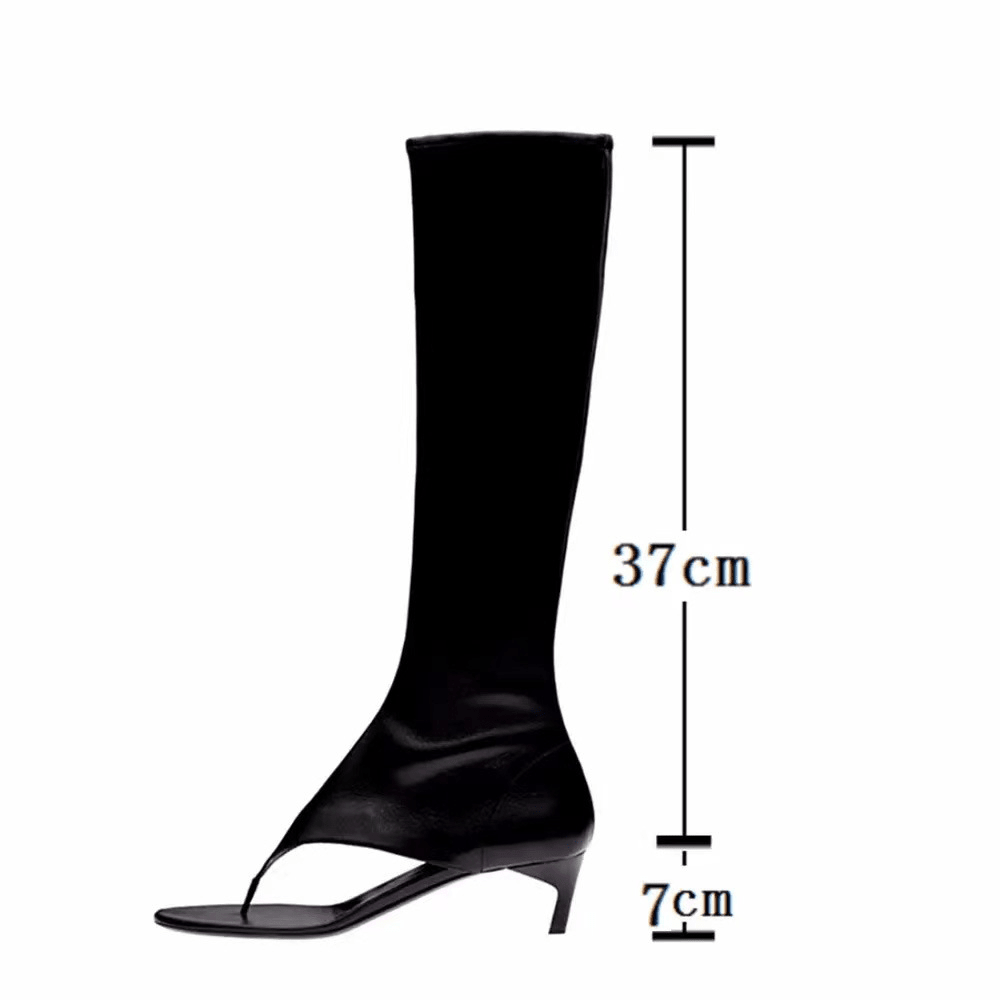 Open Toe Knee High Boots | Heeled Mules for Street Style - Styeenigma