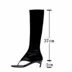 Open Toe Knee High Boots | Heeled Mules for Street Style - Styeenigma