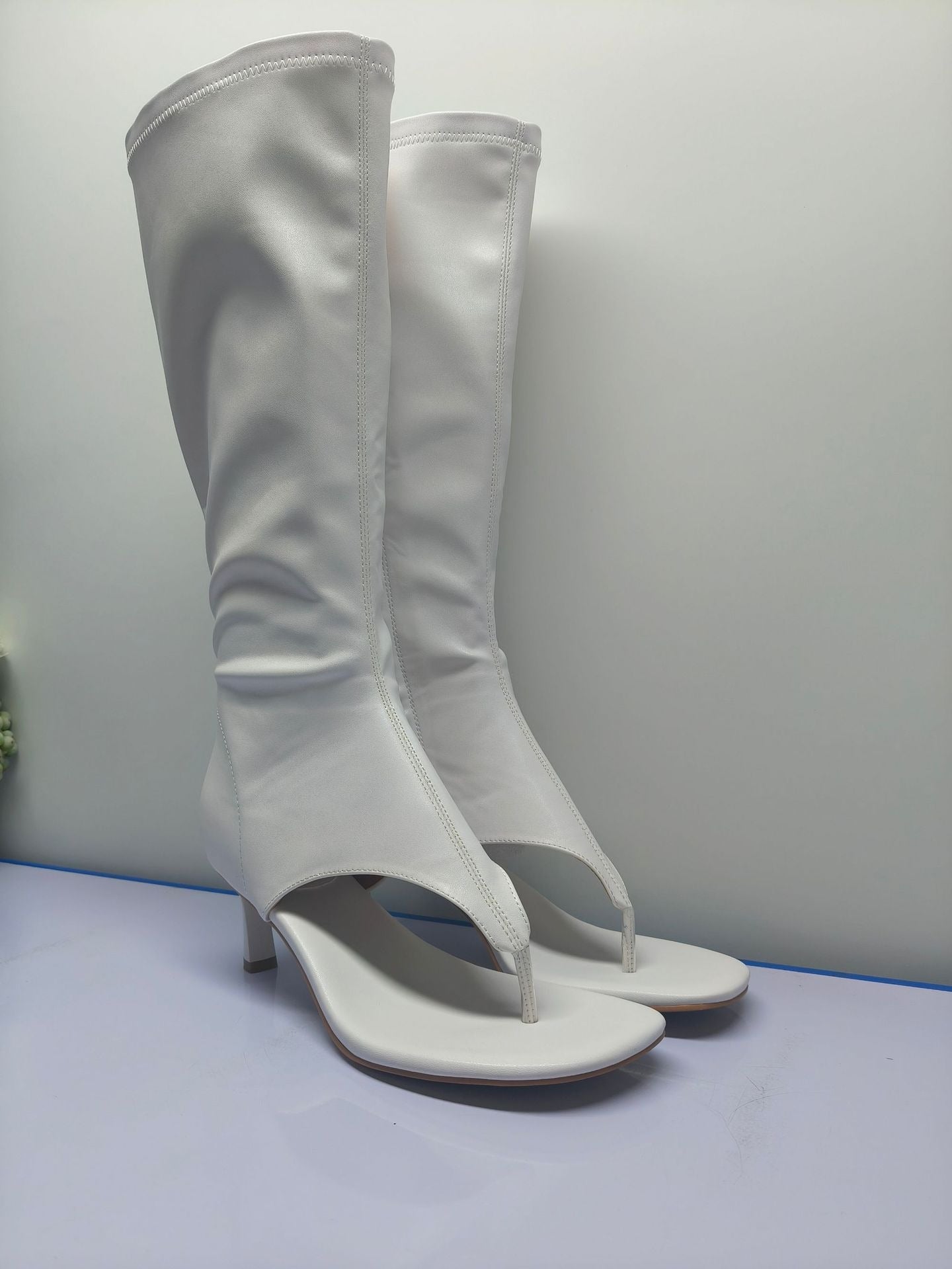 Open Toe Knee High Boots | Heeled Mules for Street Style - Styeenigma