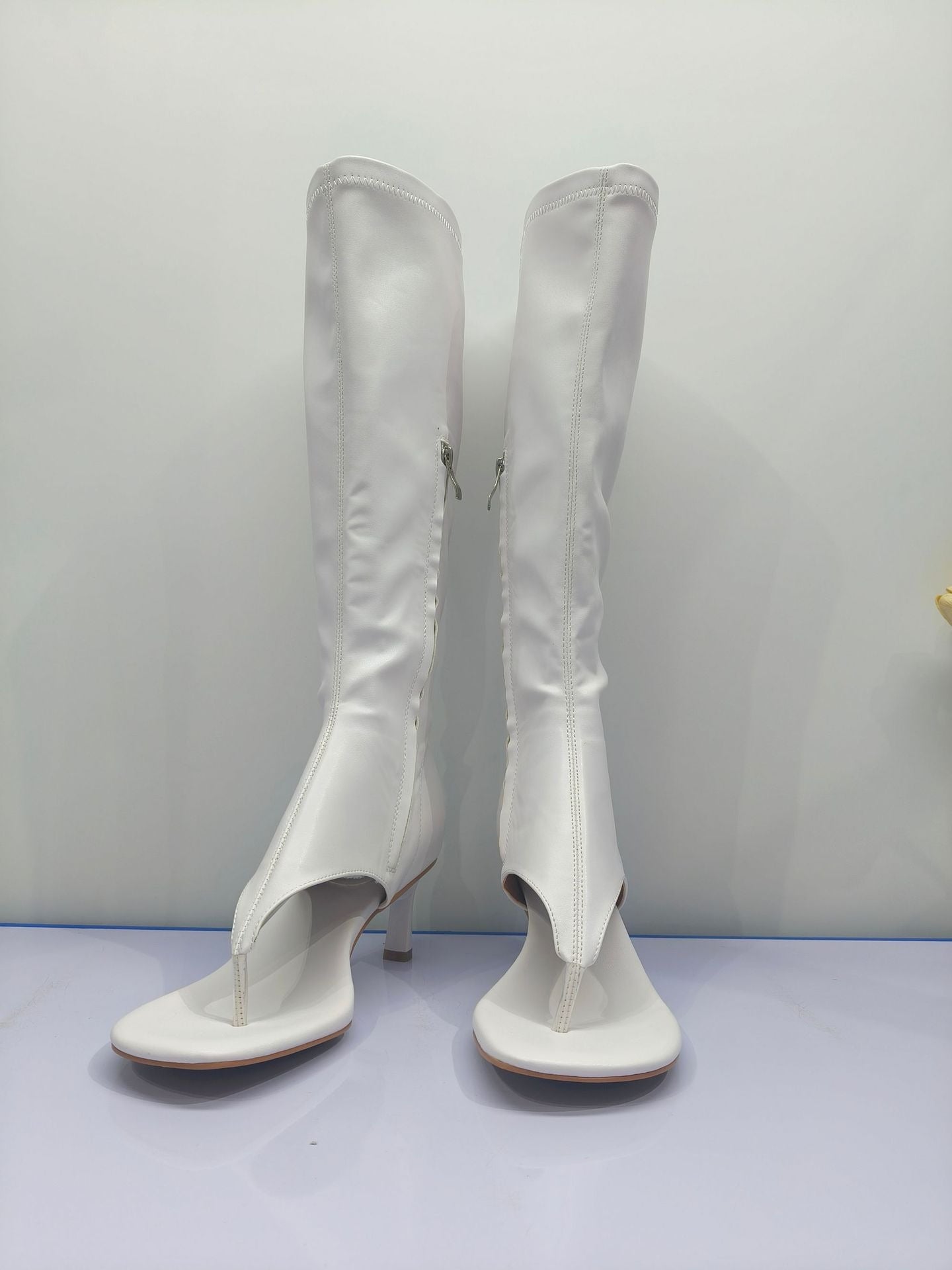 Open Toe Knee High Boots | Heeled Mules for Street Style - Styeenigma