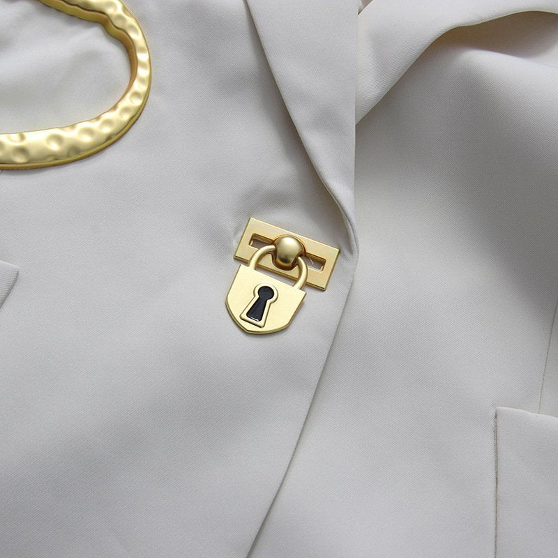 Oversized Blazer with Gold Buttons | Women’s Tailored Suit Jacke - Styeenigma