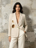 Oversized Blazer with Gold Buttons | Women’s Tailored Suit Jacke - Styeenigma
