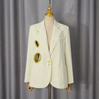 Oversized Blazer with Gold Buttons | Women’s Tailored Suit Jacke - Styeenigma