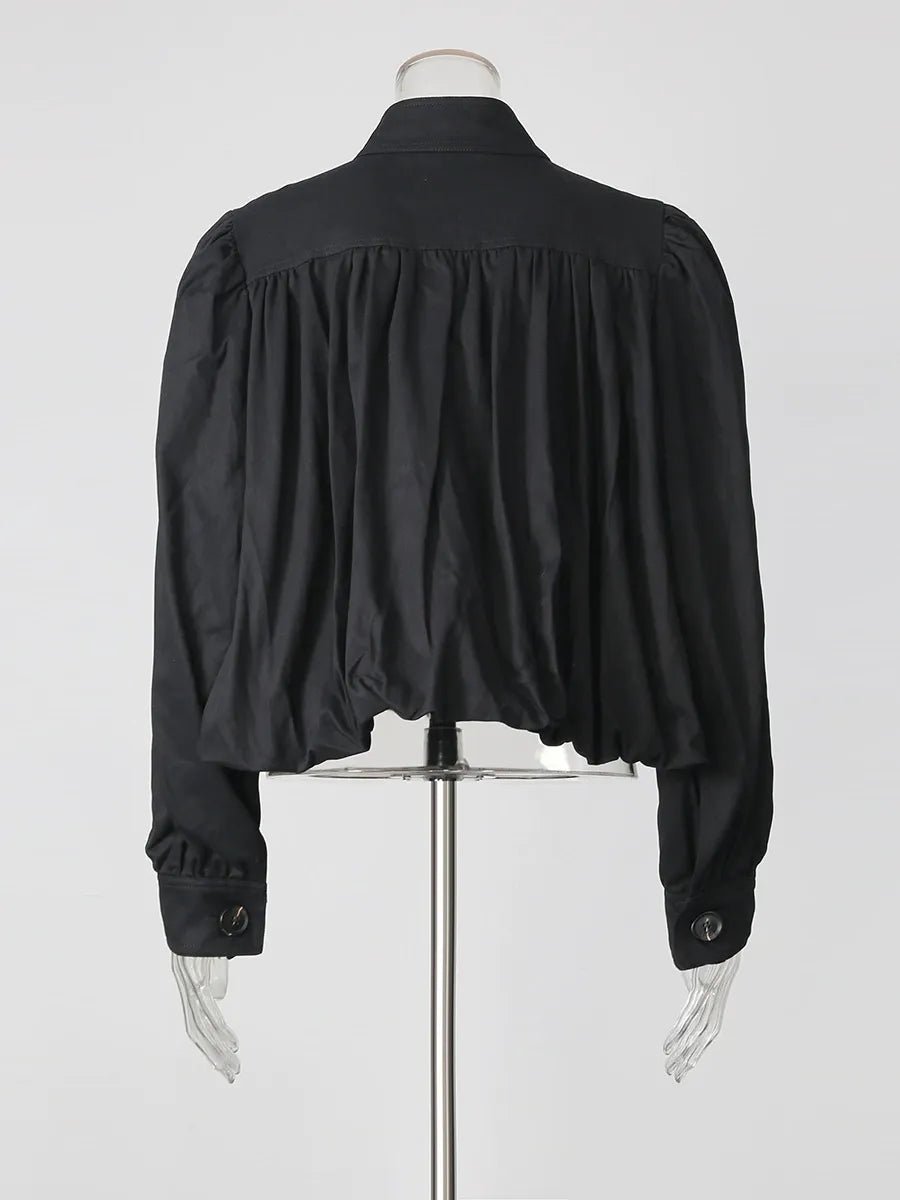 Puff Sleeve Bomber Jacket Women | Cropped Zip Up Stand Collar Jacket - Styeenigma