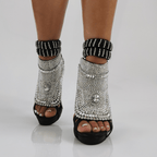 Rhinestone Stiletto Sandals - Sexy Toe-Loop Fringe Evening Heels for Women | Prom Party Shoes - Styeenigma