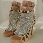 Rhinestone Stiletto Sandals - Sexy Toe-Loop Fringe Evening Heels for Women | Prom Party Shoes - Styeenigma