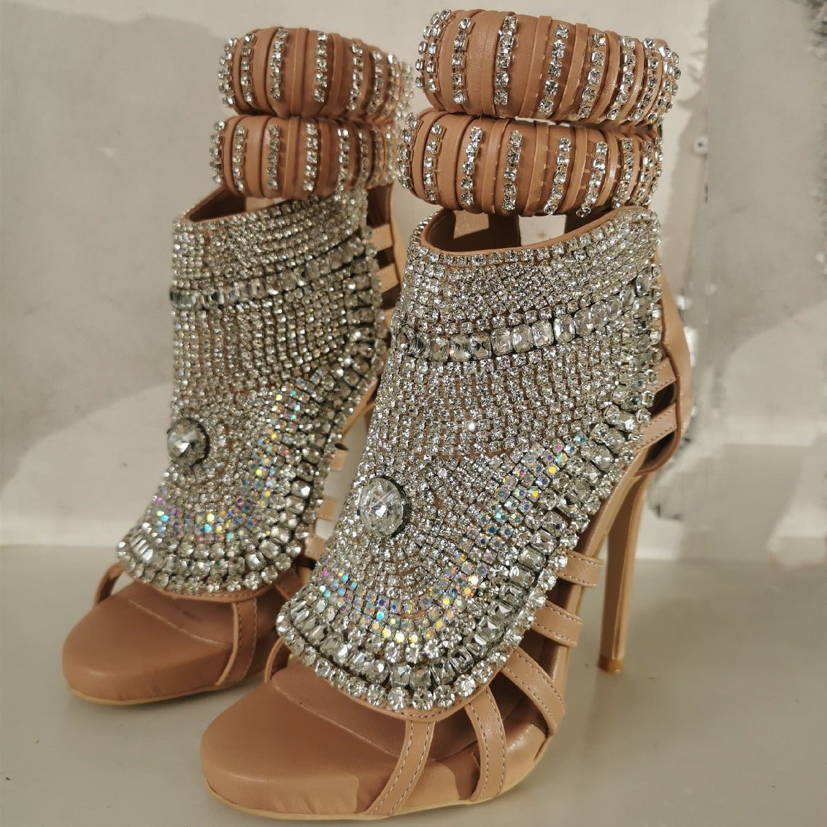 Rhinestone Stiletto Sandals - Sexy Toe-Loop Fringe Evening Heels for Women | Prom Party Shoes - Styeenigma