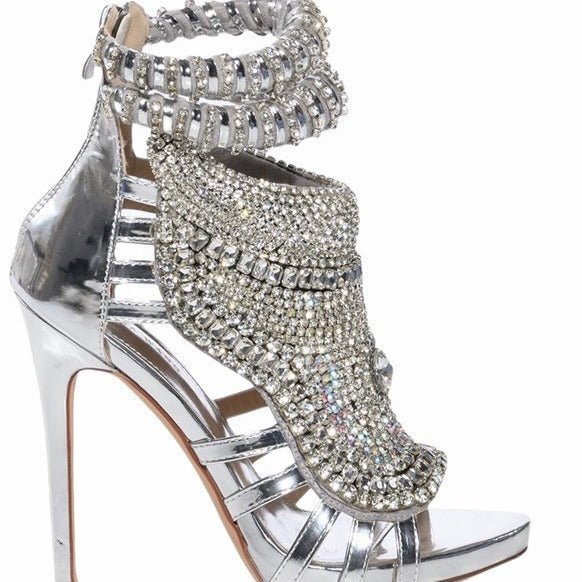 Rhinestone Stiletto Sandals - Sexy Toe-Loop Fringe Evening Heels for Women | Prom Party Shoes - Styeenigma
