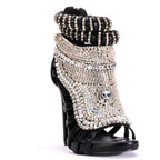 Rhinestone Stiletto Sandals - Sexy Toe-Loop Fringe Evening Heels for Women | Prom Party Shoes - Styeenigma