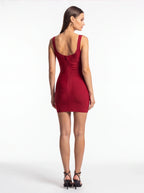 Ribbed Square Neck Mini Dress – Bodycon Sleeveless Stretch Dress for Party - Styeenigma