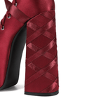 Ribbon Tied Platform Heel Pumps – Balletcore Lolita Y2K Lace-Up Knee-High Shoes for Women - Styeenigma