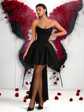 Satin Strapless Short Party Dress for Women, Elegant Evening Party Gown