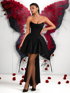 Satin Strapless Short Party Dress for Women, Elegant Evening Party Gown
