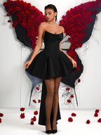 Satin Strapless Short Party Dress for Women, Elegant Evening Party Gown