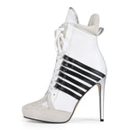Sexy Platform Lace Up Stiletto Ankle Boots for Women | Nightclub Party Shoes - Styeenigma