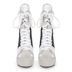Sexy Platform Lace Up Stiletto Ankle Boots for Women | Nightclub Party Shoes - Styeenigma