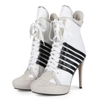 Sexy Platform Lace Up Stiletto Ankle Boots for Women | Nightclub Party Shoes - Styeenigma