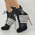 Sexy Platform Lace Up Stiletto Ankle Boots for Women | Nightclub Party Shoes - Styeenigma