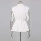 Sleeveless Belted Vest Pant Suit Women | Wide Leg Trouser Two Piece Set - Styeenigma