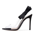 PVC Slingback Stiletto Heels with Bow | Women’s Clear Heels - Styeenigma