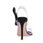 PVC Slingback Stiletto Heels with Bow | Women’s Clear Heels - Styeenigma