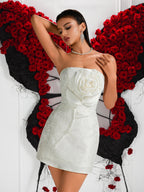 Women's Strapless Mini Dress with Large Floral Appliqué | Elegant Party Cocktail Dress