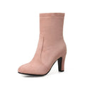 Suede High Heel Ankle Boots for Women | Pink Burgundy Black | Sizes US4–US13