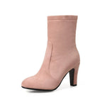 Suede High Heel Ankle Boots for Women | Pink Burgundy Black | Sizes US4–US13