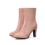 Suede High Heel Ankle Boots for Women | Pink Burgundy Black | Sizes US4–US13