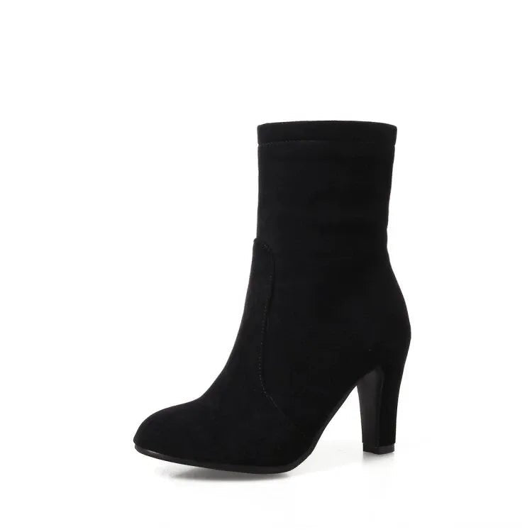 Suede High Heel Ankle Boots for Women | Pink Burgundy Black | Sizes US4–US13 - Styeenigma