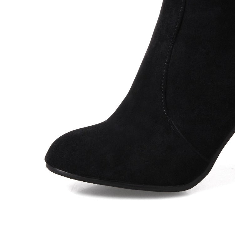 Suede High Heel Ankle Boots for Women | Pink Burgundy Black | Sizes US4–US13