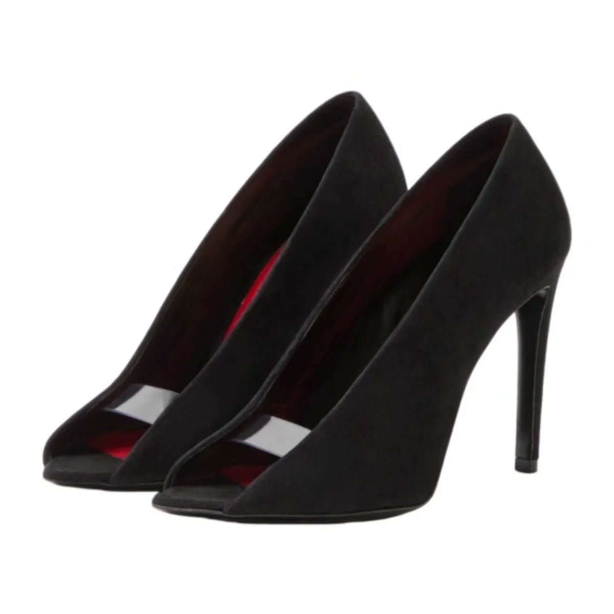 Suede Peep Toe Slingback Heels Stiletto Slip-On Pumps - Styeenigma