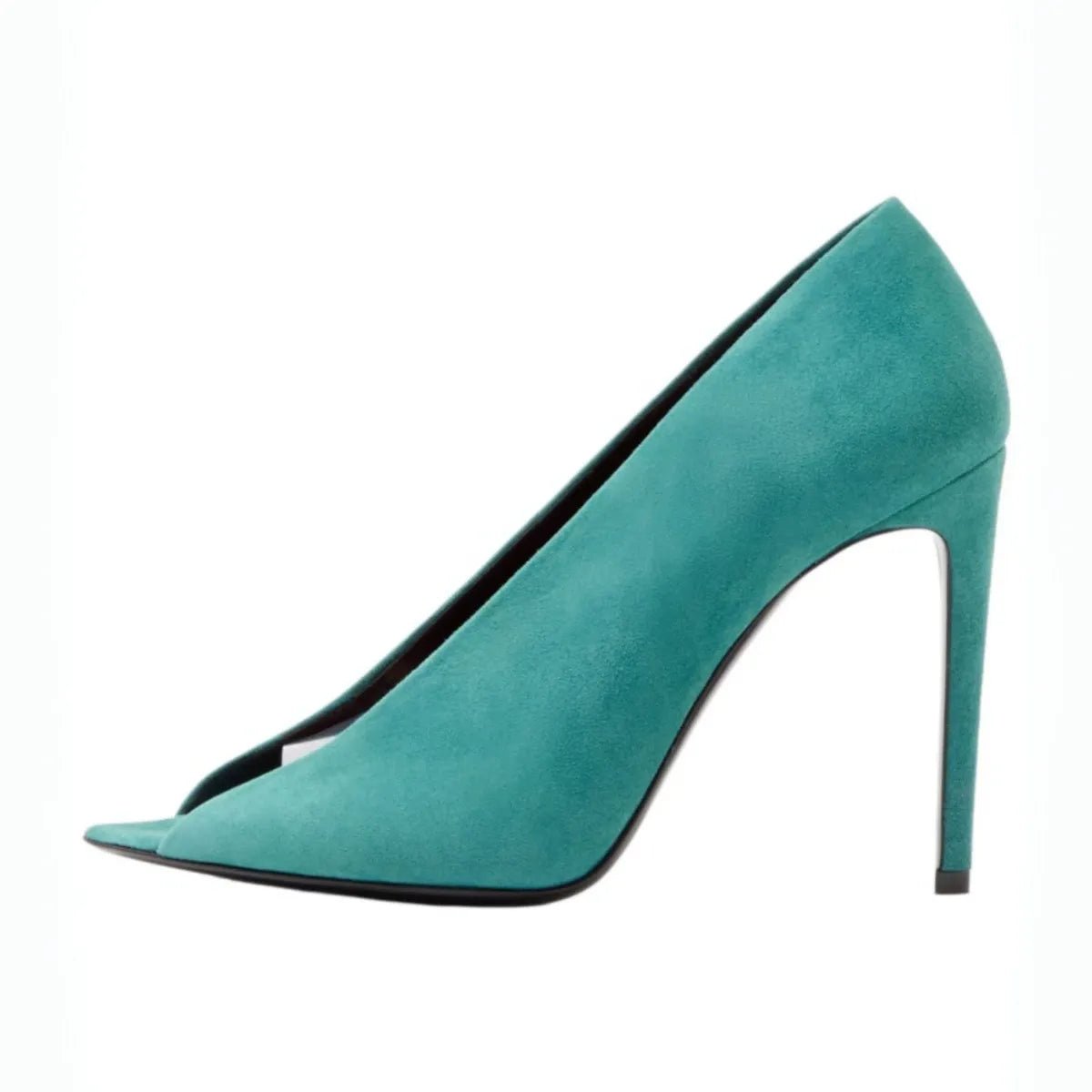 Suede Peep Toe Slingback Heels Stiletto Slip-On Pumps - Styeenigma
