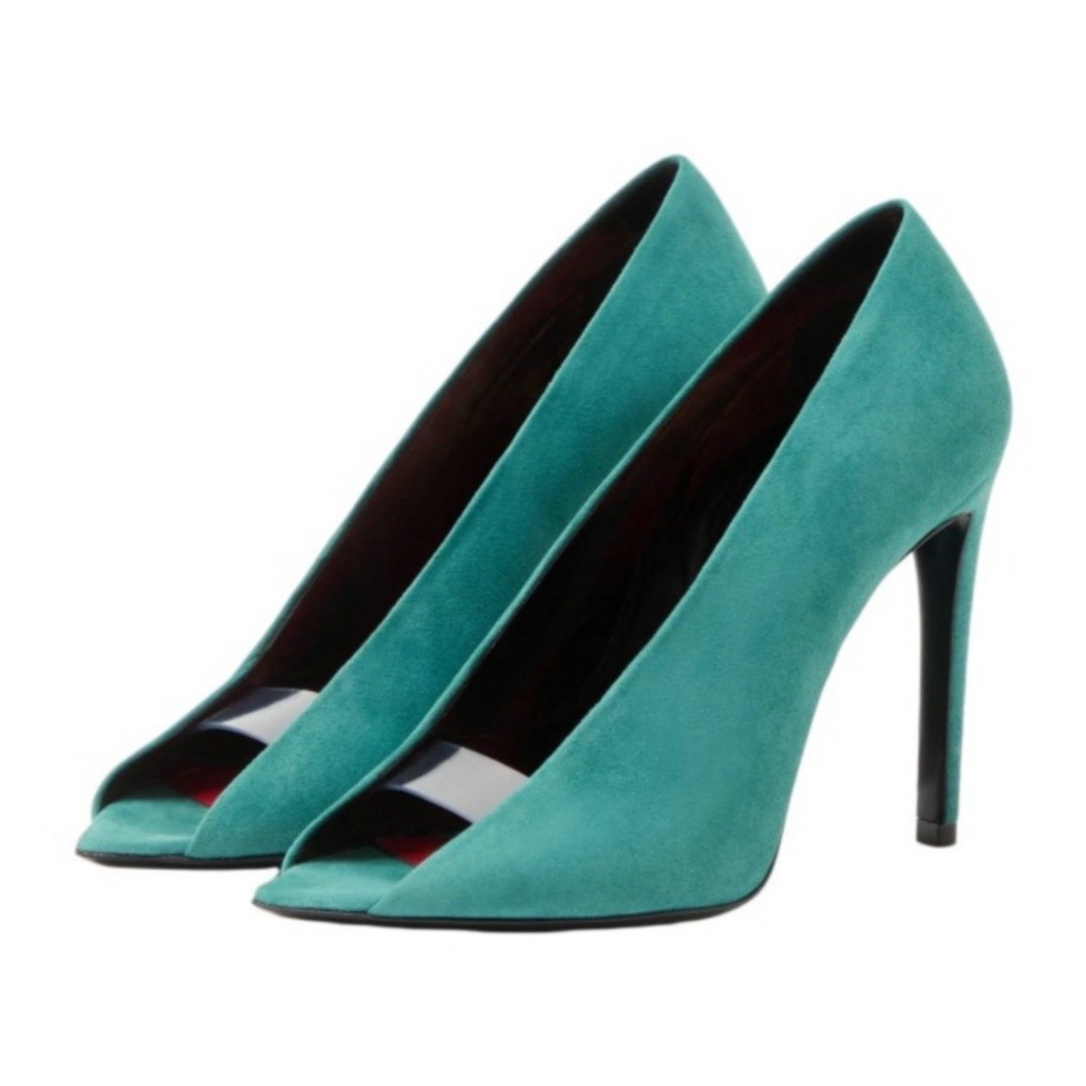 Suede Peep Toe Slingback Heels Stiletto Slip-On Pumps - Styeenigma