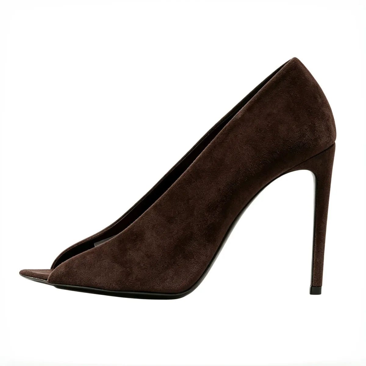 Suede Peep Toe Slingback Heels Stiletto Slip-On Pumps - Styeenigma