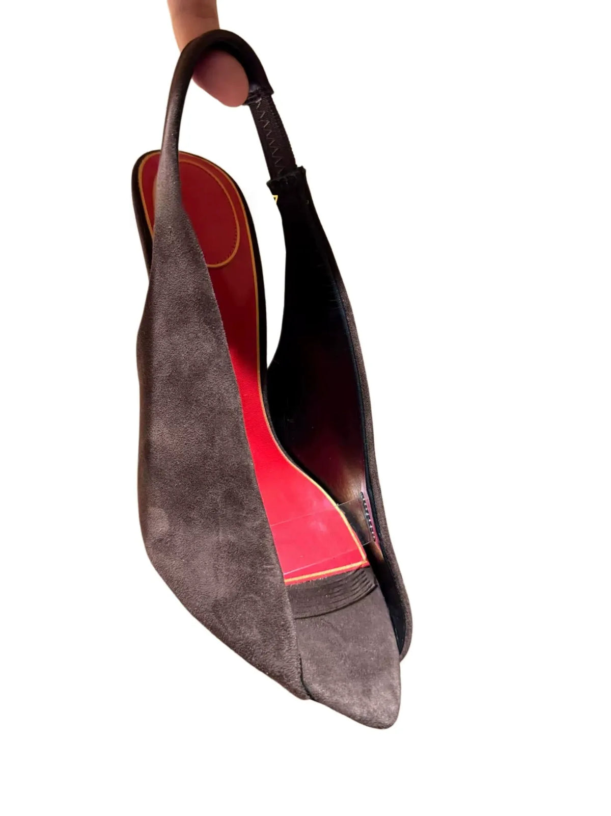 Suede Peep Toe Slingback Heels Stiletto Slip-On Pumps - Styeenigma