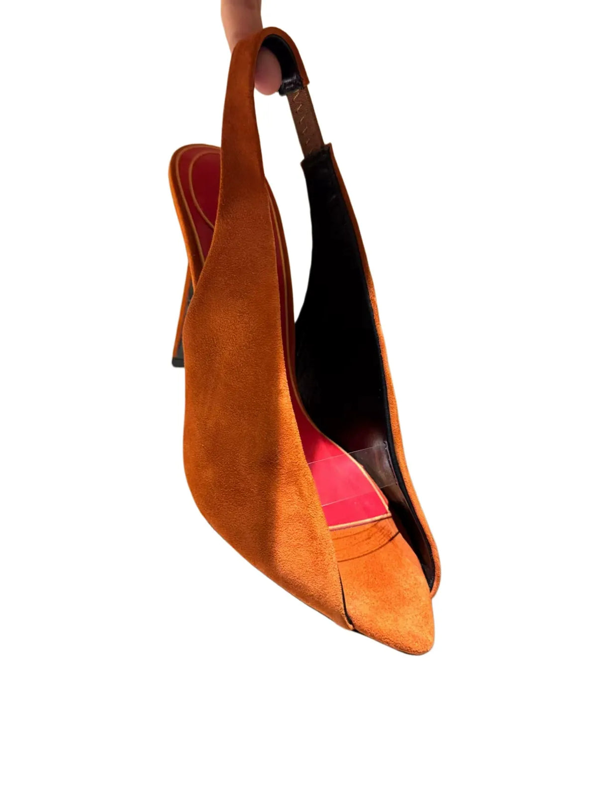 Suede Peep Toe Slingback Heels Stiletto Slip-On Pumps - Styeenigma