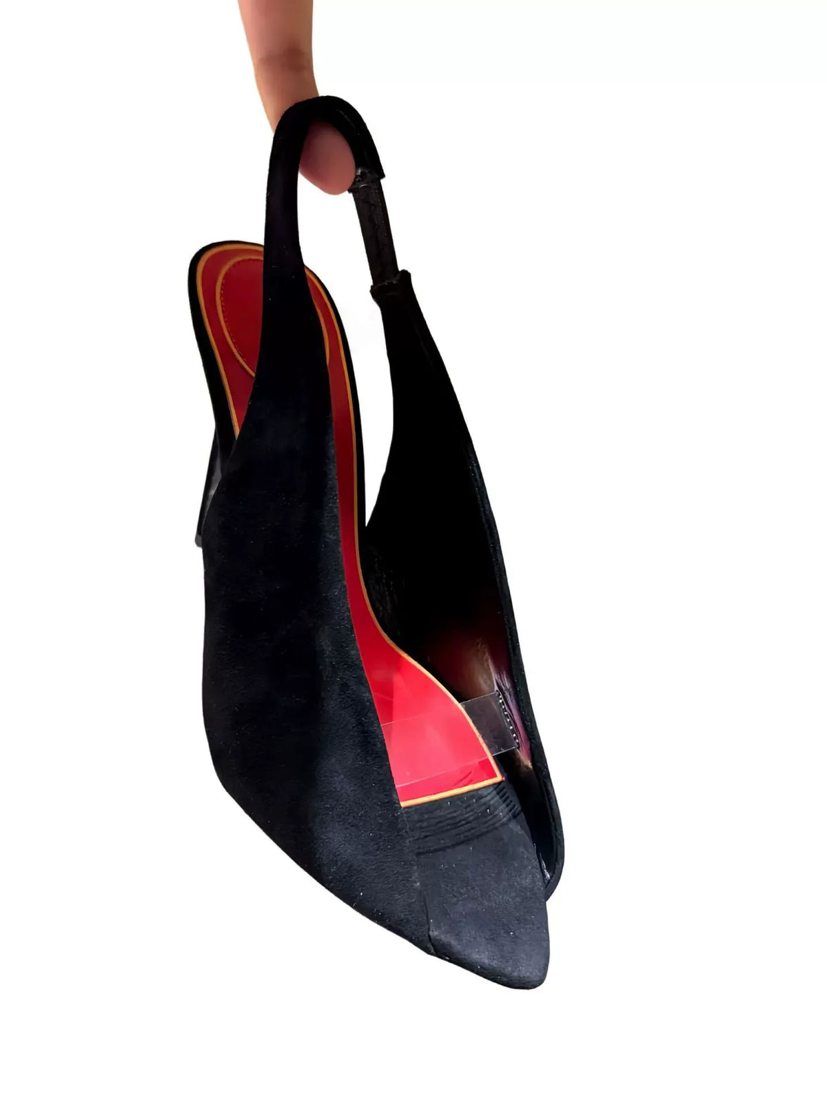 Suede Peep Toe Slingback Heels Stiletto Slip-On Pumps - Styeenigma