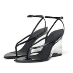 Wedge Sandals Women's Transparent Heel Strappy Slingback Shoes - Styeenigma