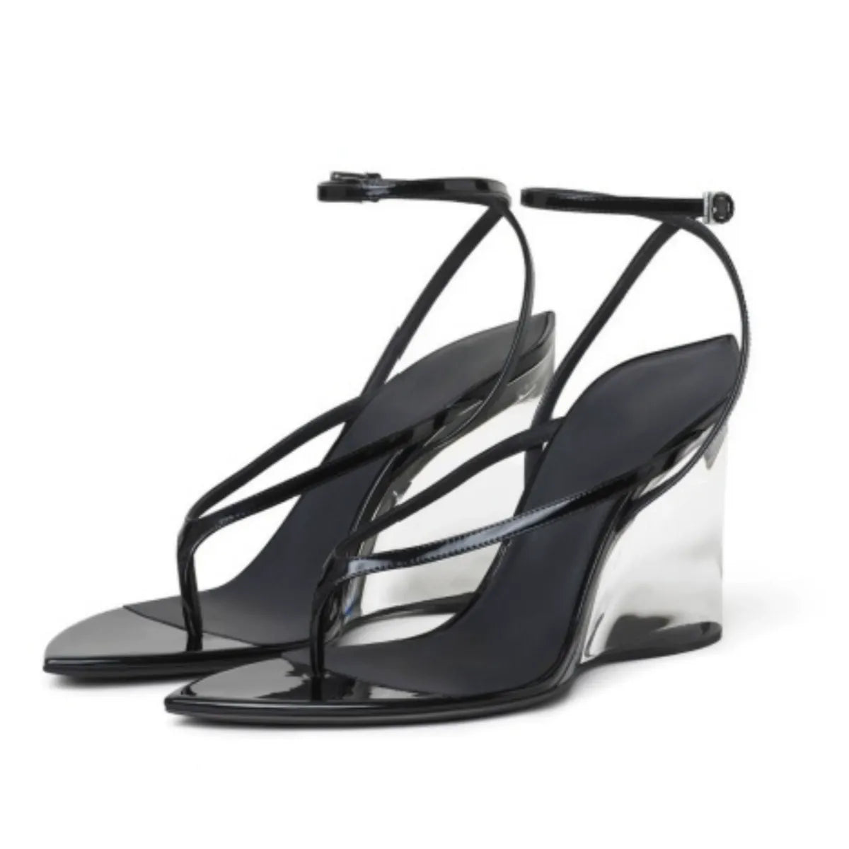 Wedge Sandals Women's Transparent Heel Strappy Slingback Shoes - Styeenigma