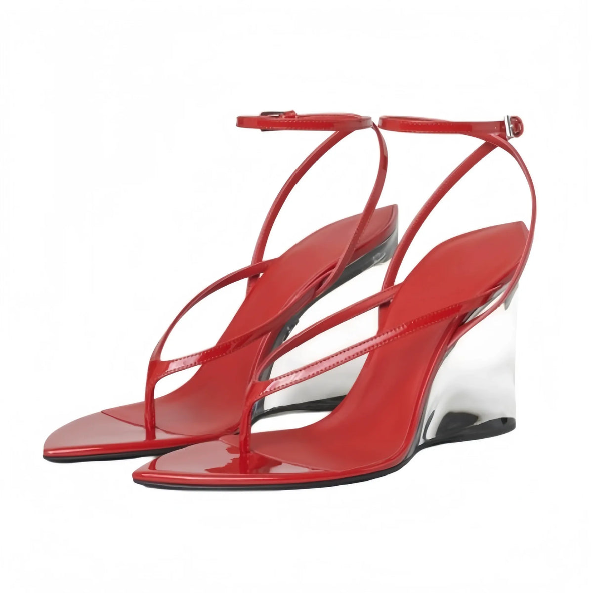 Wedge Sandals Women's Transparent Heel Strappy Slingback Shoes - Styeenigma