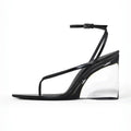 Wedge Sandals Women's Transparent Heel Strappy Slingback Shoes - Styeenigma