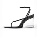 Wedge Sandals Women's Transparent Heel Strappy Slingback Shoes - Styeenigma