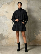 Turtleneck Solid Color Ruched Trench Coat - Styeenigma