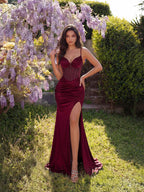 Velvet Corset Prom Dress | Rhinestone Mesh Mermaid Gown
