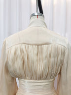 Vintage French Style Mini Dress | Puff Sleeve High Collar Party Dress