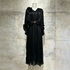 Vintage Palace Style Maxi Dress Women's Floral Applique Ruched Waist Mesh Long Dress
