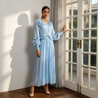 Vintage Palace Style Maxi Dress Women's Floral Applique Ruched Waist Mesh Long Dress