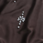 Vintage Round-Neck Beaded Loose Blouse – Black & Coffee