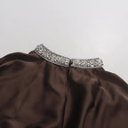 Vintage Round-Neck Beaded Loose Blouse – Black & Coffee